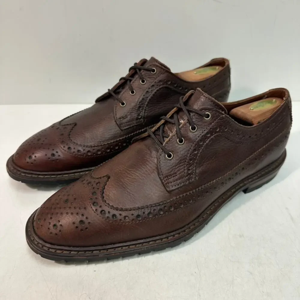 EUC Allen Edmonds x Brooks Brothers Longwing Wingtip Waxed Brown USA 10 D